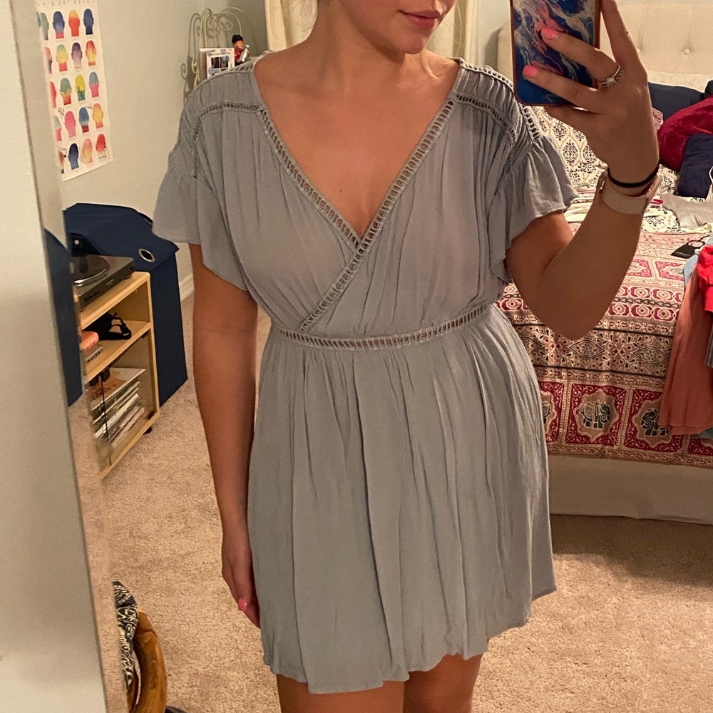 O’Neill Blue Short Sleeve Ruffled Dress